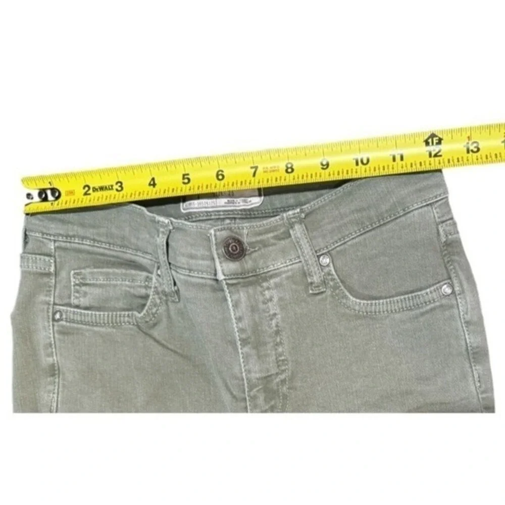 Free People Sage Green Distressed Skinny Jeans Blown Out‎ Knee Size 25 High Rise